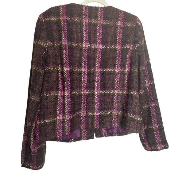 Chadwick’s Boucle Plaid Jacket with Zipper Detail Size 14 - Picture 2 of 8